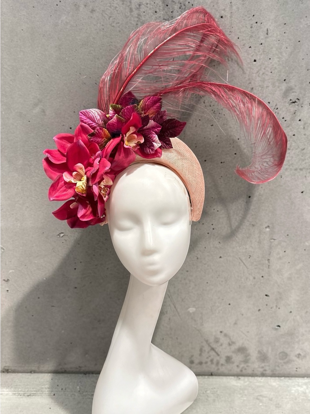Burgundy fascinator. Wine colored fascinator.